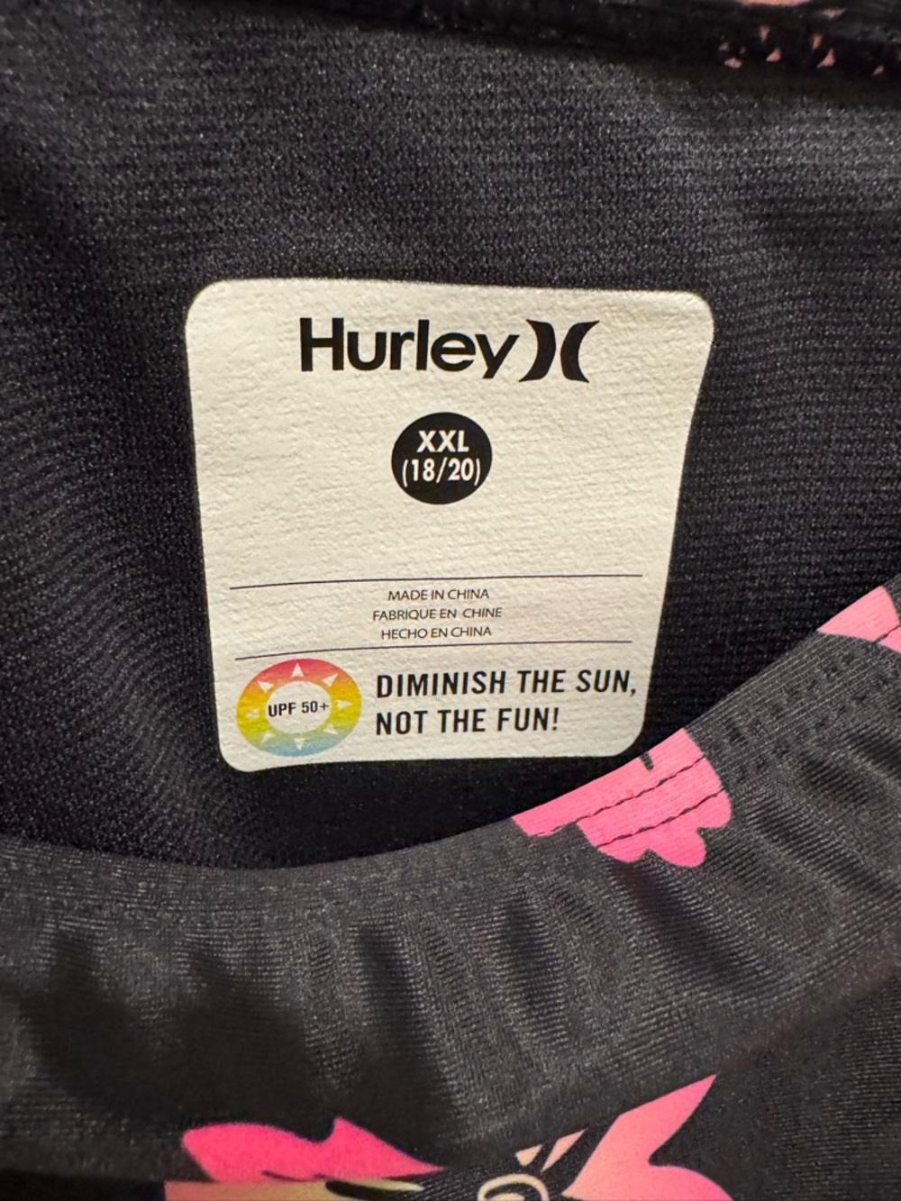 Hurley Girls Swim XXL 18-20 Black Floral Tankini with Pink Side Ruffles - Picture 10 of 11